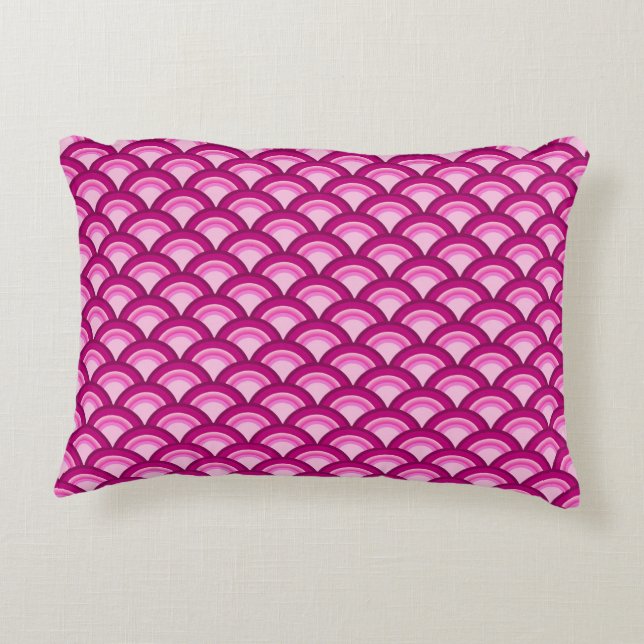 Art Deco wave pattern - magenta and pink Accent Pillow (Back)