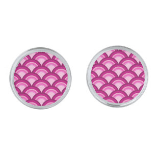 Art Deco wave pattern - magenta and pink Cufflinks
