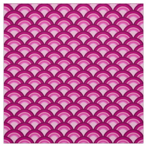Art Deco wave pattern _ magenta and pink Fabric
