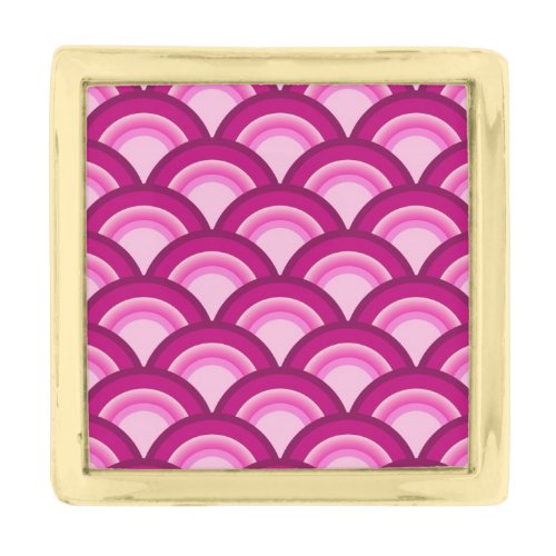 Art Deco wave pattern _ magenta and pink Gold Finish Lapel Pin