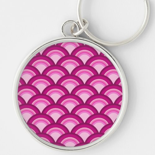 Art Deco wave pattern _ magenta and pink Keychain
