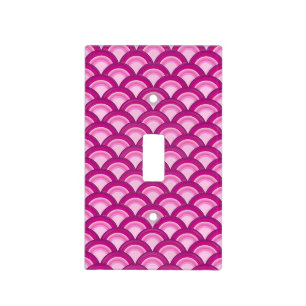 Art Deco wave pattern - magenta and pink Light Switch Cover
