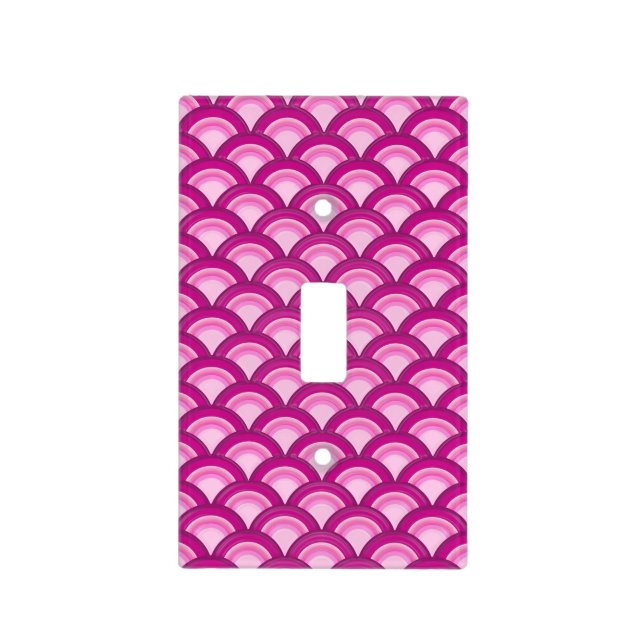Art Deco wave pattern - magenta and pink Light Switch Cover (Front)