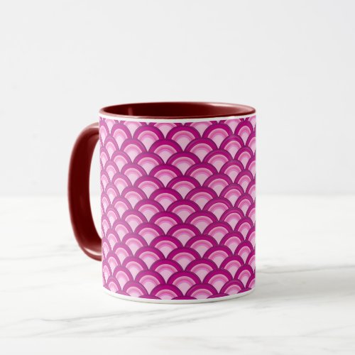 Art Deco wave pattern _ magenta and pink Mug