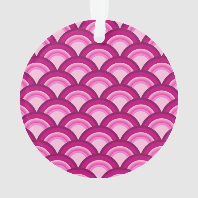 Art Deco wave pattern - magenta and pink Ornament (Back)