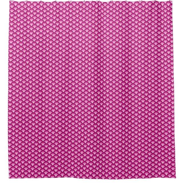 Art Deco wave pattern - magenta and pink Shower Curtain (Front)
