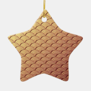 Art Deco wave pattern - metallic copper colored Ceramic Ornament