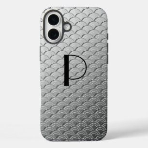 Art Deco wave pattern - metallic silver iPhone 16 Plus Case
