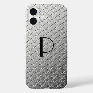 Art Deco wave pattern - metallic silver iPhone 16 Plus Case