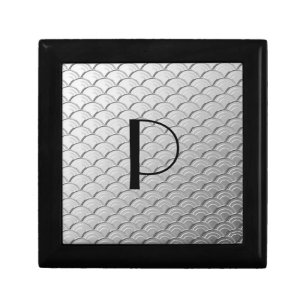 Art Deco wave pattern - metallic silver Keepsake Box
