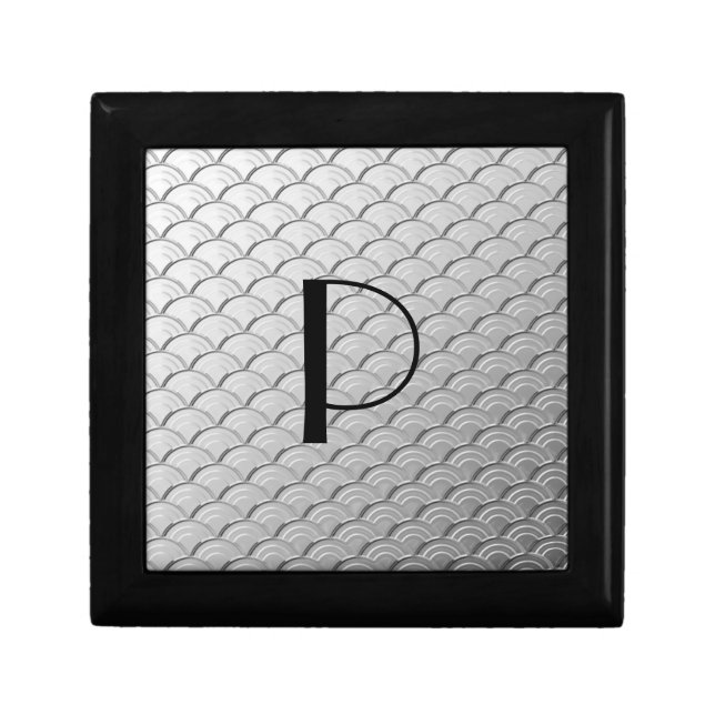Art Deco wave pattern - metallic silver Keepsake Box (Front)