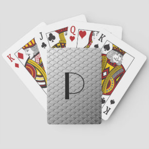Art Deco wave pattern - metallic silver Poker Cards