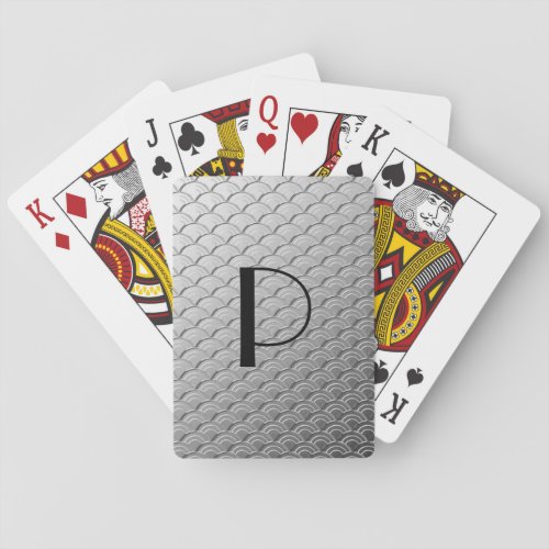 Art Deco wave pattern _ metallic silver Poker Cards