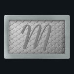 Art Deco wave pattern - metallic silver Rectangular Belt Buckle<br><div class="desc">An Art Deco pattern based on the traditional wave pattern often seen in Japanese textiles,  in a silver colored,  digitally enhanced,  textured,  metallic gradient</div>