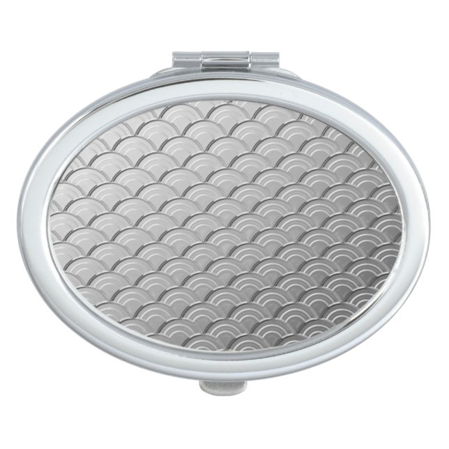 Art Deco wave pattern - metallic silver Vanity Mirror (Front)