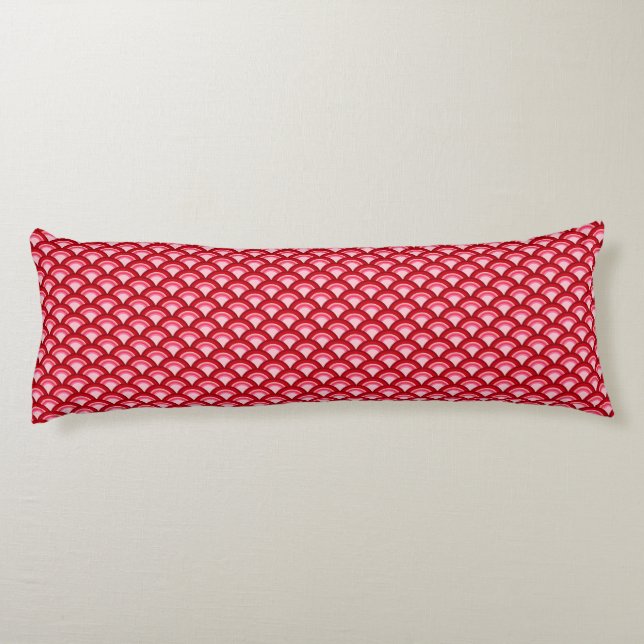 Art Deco wave pattern - red and fuchsia Body Pillow (Back)