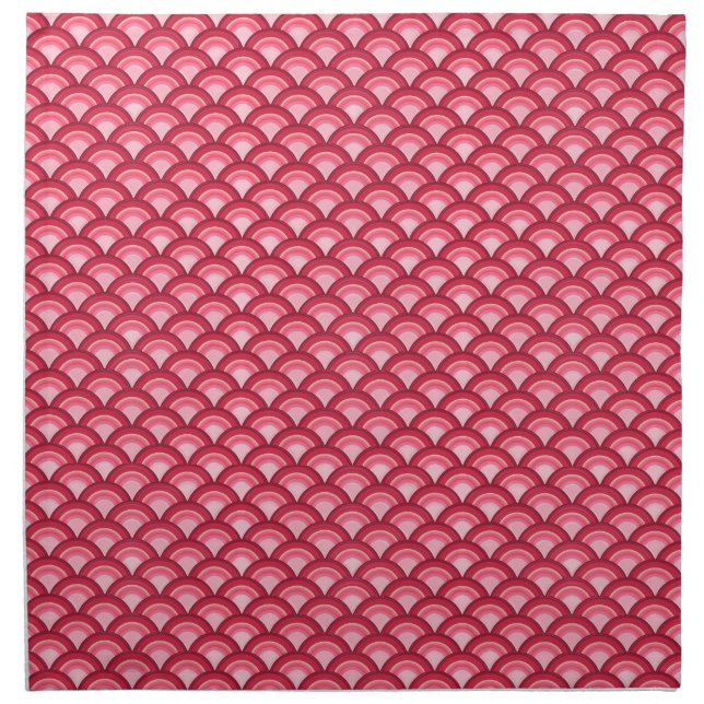 Art Deco wave pattern - red and fuchsia Cloth Napkin (Front)
