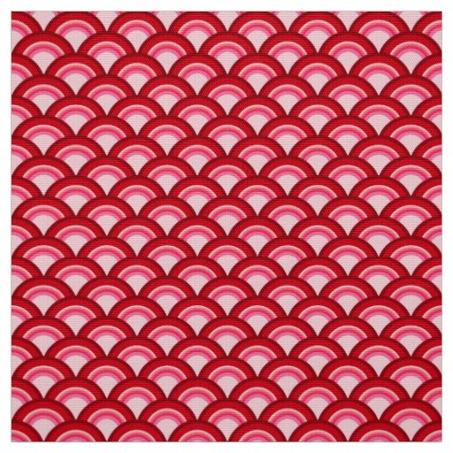Art Deco wave pattern - red and fuchsia Fabric