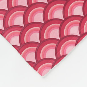 Art Deco wave pattern - red and fuchsia Fleece Blanket