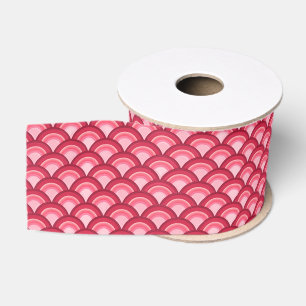 Art Deco wave pattern - red and fuchsia Grosgrain Ribbon