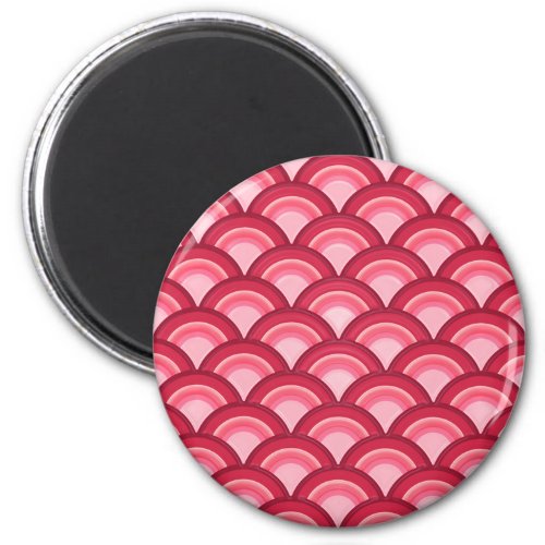 Art Deco wave pattern _ red and fuchsia Magnet