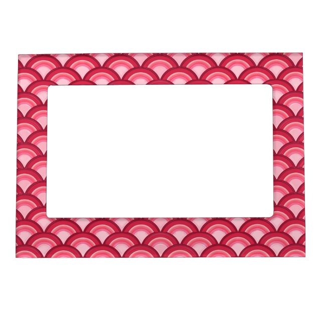 Art Deco wave pattern - red and fuchsia Magnetic Frame (Front)