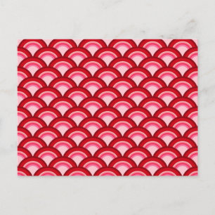 Art Deco wave pattern - red and fuchsia Postcard