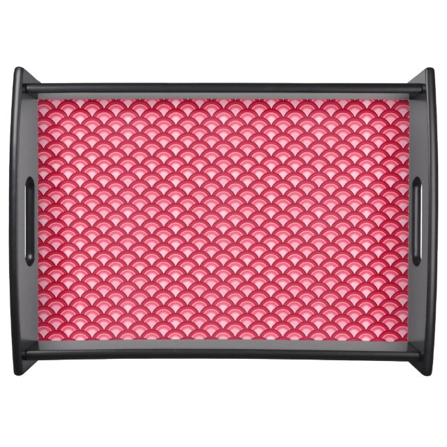 Art Deco wave pattern - red and fuchsia Serving Tray (Front)