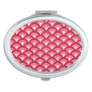 Art Deco wave pattern - red and fuchsia Vanity Mirror