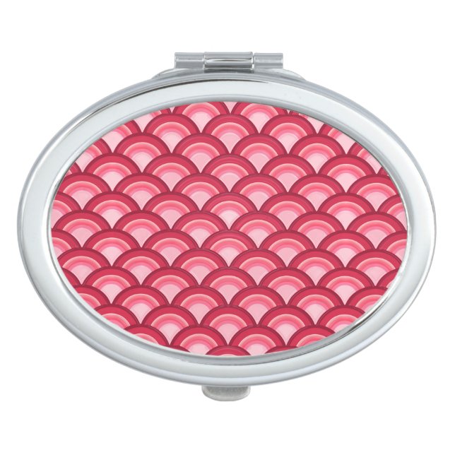 Art Deco wave pattern - red and fuchsia Vanity Mirror (Front)
