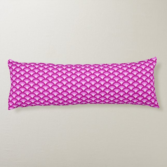 Art Deco wave pattern - shades of orchid Body Pillow (Back)