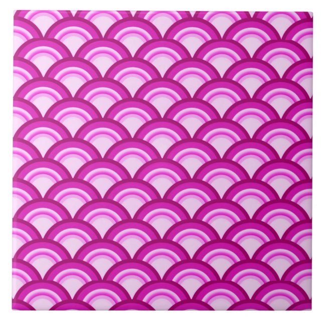 Art Deco wave pattern - shades of orchid Ceramic Tile (Front)