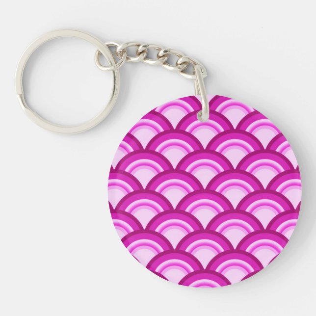 Art Deco wave pattern - shades of orchid Keychain (Front)