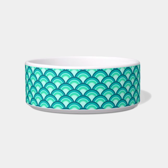 Art Deco wave pattern - shades of turquoise Bowl (Left)