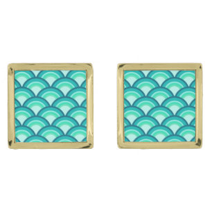 Art Deco wave pattern - shades of turquoise Cufflinks