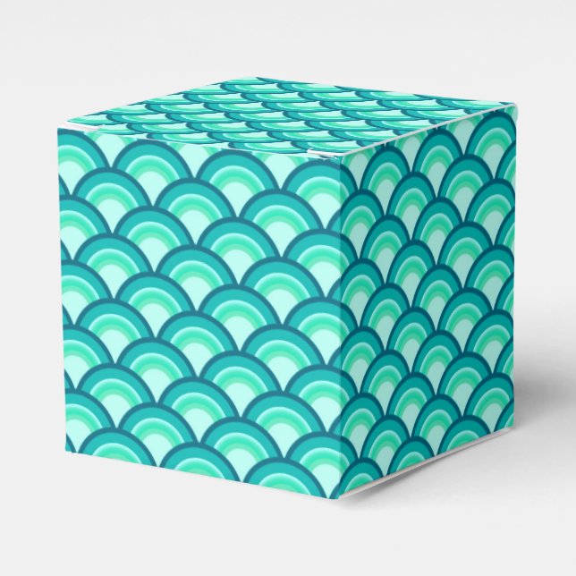 Art Deco wave pattern - shades of turquoise Favor Boxes (Front Side)
