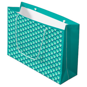 Art Deco wave pattern - shades of turquoise Large Gift Bag
