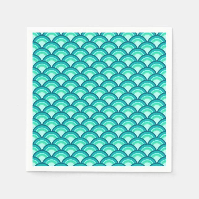 Art Deco wave pattern - shades of turquoise Paper Napkins (Front)