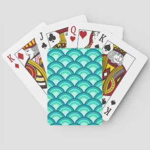 Art Deco wave pattern - shades of turquoise Poker Cards
