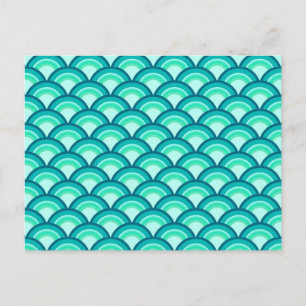 Art Deco wave pattern - shades of turquoise Postcard