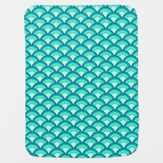 Art Deco wave pattern - shades of turquoise Stroller Blanket (Front)
