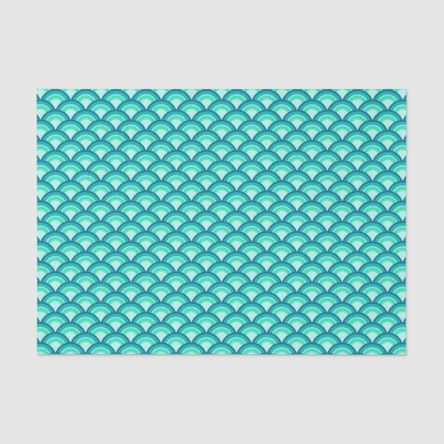 Art Deco wave pattern - shades of turquoise Tissue Paper (Front)