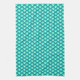 Art Deco wave pattern - shades of turquoise Towel
