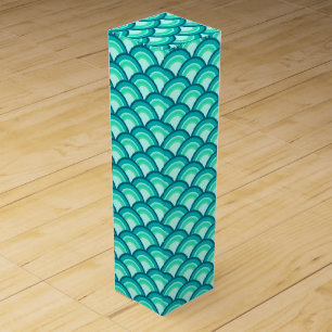 Art Deco wave pattern - shades of turquoise Wine Box
