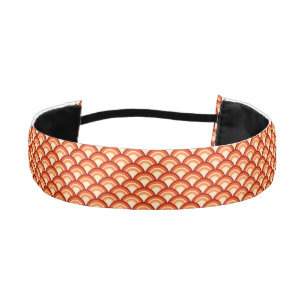 Art Deco wave pattern - tangerine orange Athletic Headband