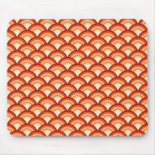 Art Deco wave pattern _ tangerine orange Mouse Pad