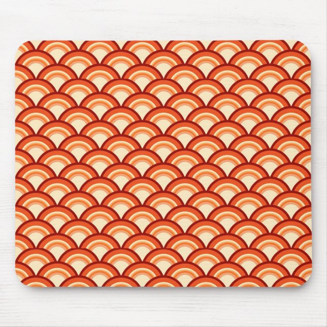 Art Deco wave pattern - tangerine orange Mouse Pad (Front)