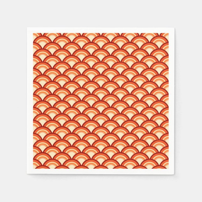 Art Deco wave pattern - tangerine orange Paper Napkins (Front)