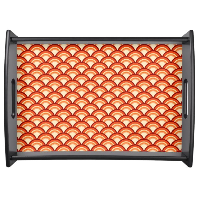 Art Deco wave pattern - tangerine orange Serving Tray (Front)