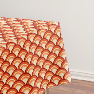 Art Deco wave pattern - tangerine orange Tablecloth